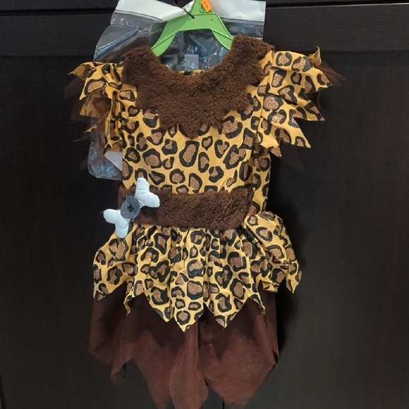 Leopard Print Cave Girl Kids Costume with Brown Details - NWT 3-4 - Picture 2 of 3
